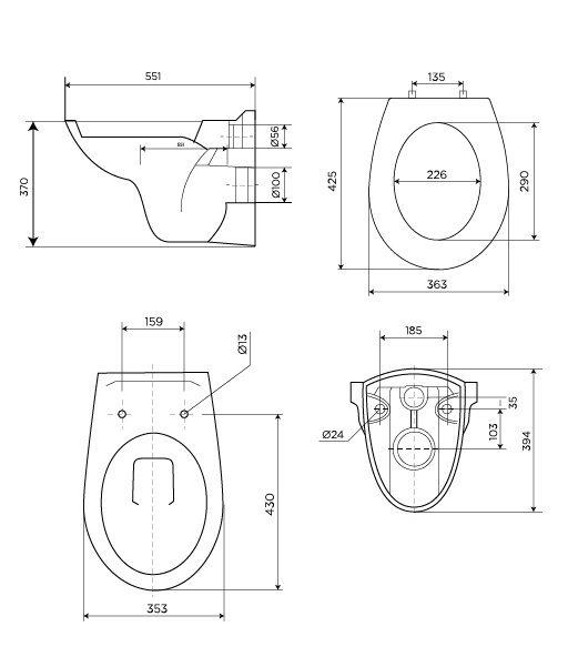Fluenta Basic Унитаз без крышки